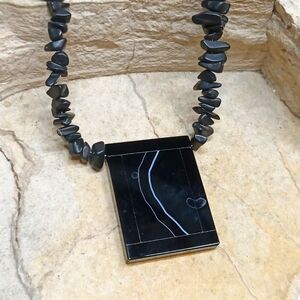 Black Onyx stone necklace pendant